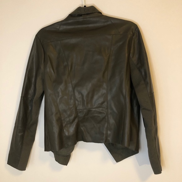 Bagatelle Faux Leather Drap Jacket Olive M - Picture 3 of 4